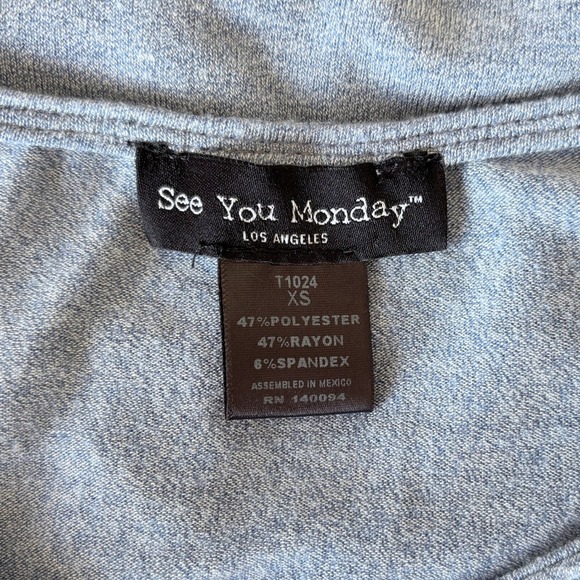 See You Monday Women's Size XS Long Sleeve Top Oversized Loungewear Relaxed Fit - Picture 6 of 8